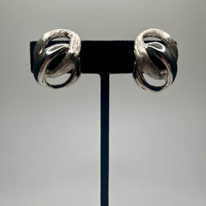 Vintage Napier Silver-Tone Love Knot Clip-On Earrings